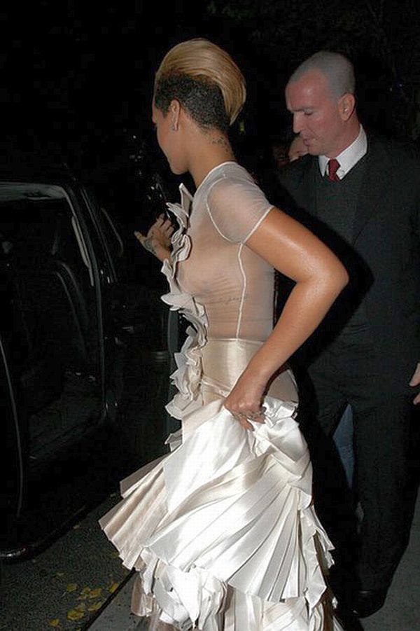 Rihanna See Through Dress Shows Off Her Nipple