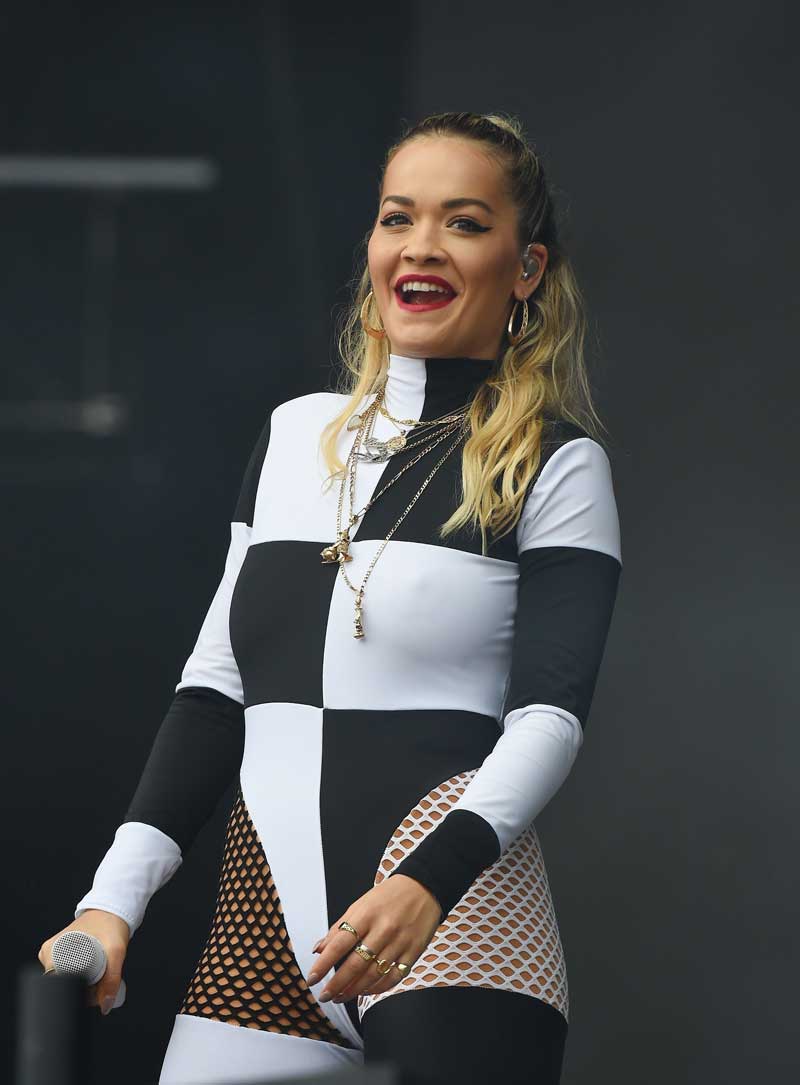Rita Ora Pastie Pokies in Skin Tight Onesie