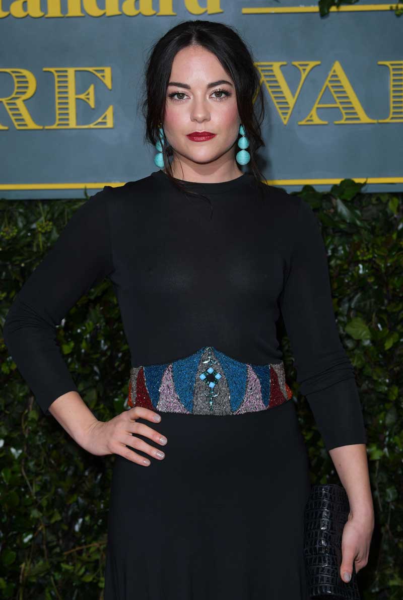 Sarah Greene Braless Breasts in Black Dress