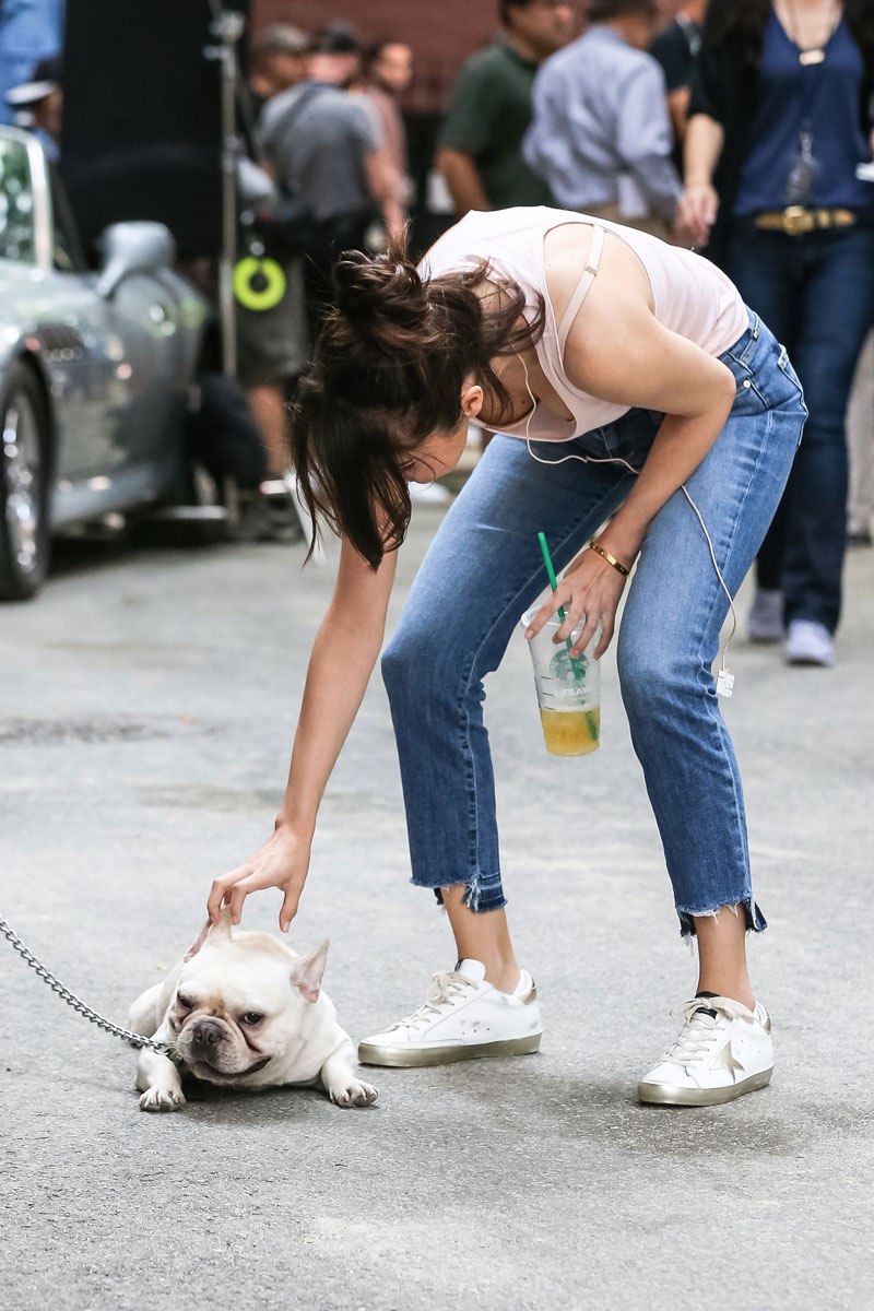 Selena Gomez Down Blouse on a Movie Set