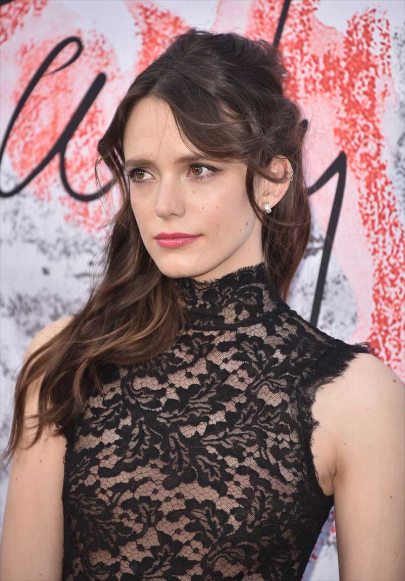 Stacy Martin in See Through Black Lace Dress