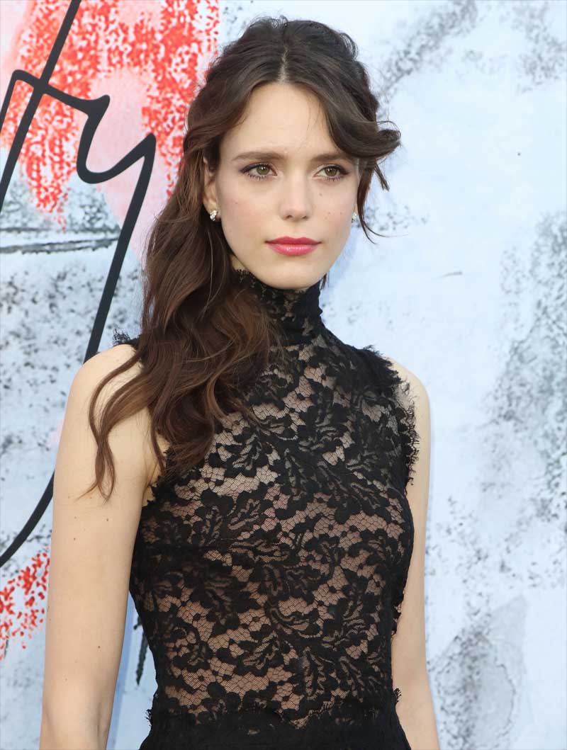 Stacy Martin in See Through Black Lace Dress