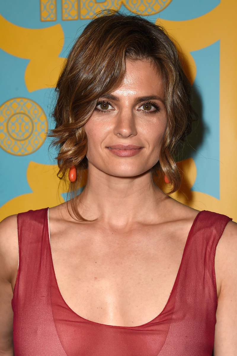 Stana Katic Braless Pokies on the Red Carpet