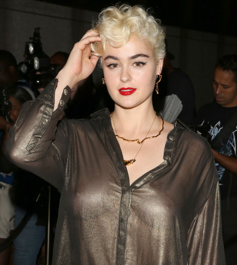 Stefania Ferrario Braless in Sheer Long Shirt