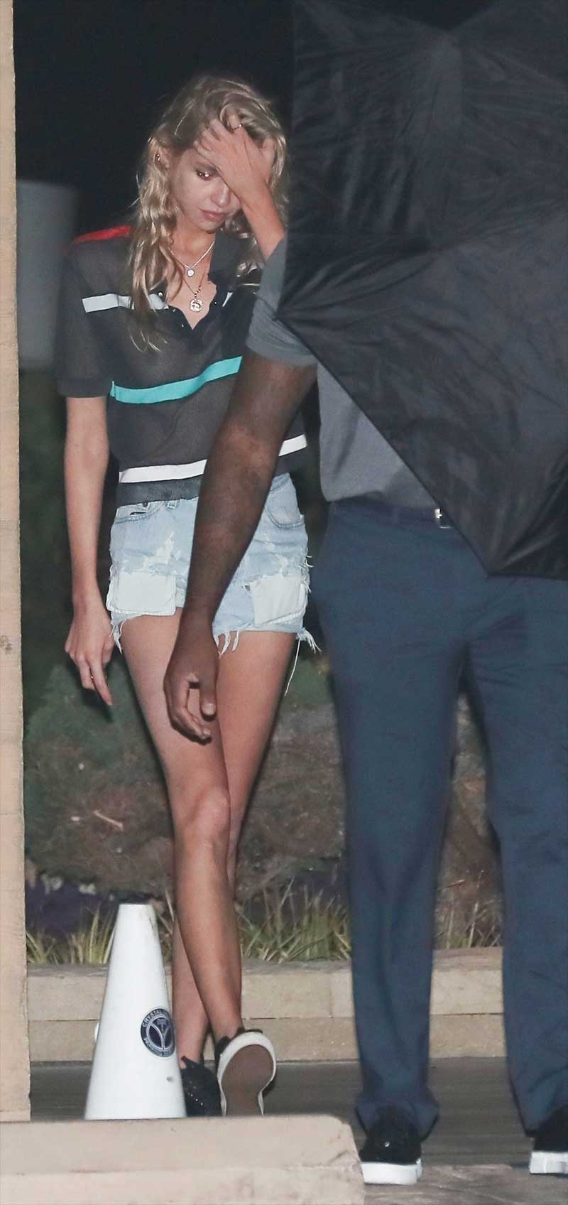 Stella Maxwell Nipples in a Sheer Shirt on Night Out