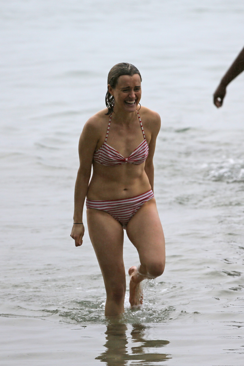 Taylor Schilling Soaking Wet in See Through Bikini