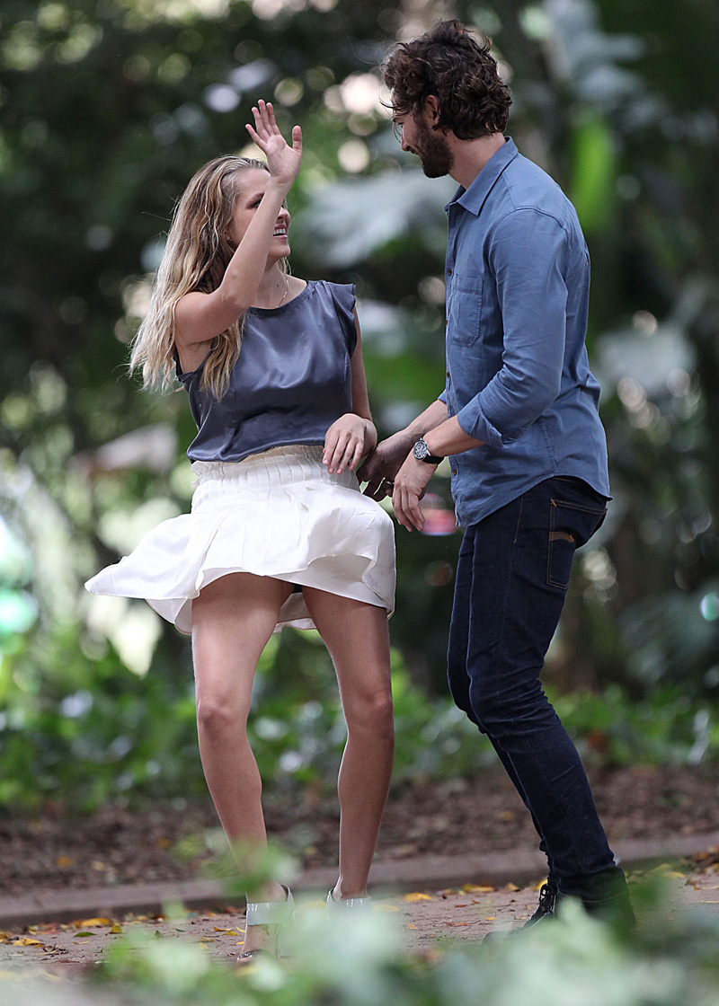 Teresa Palmer White Pantie Upskirt on the Movie Set