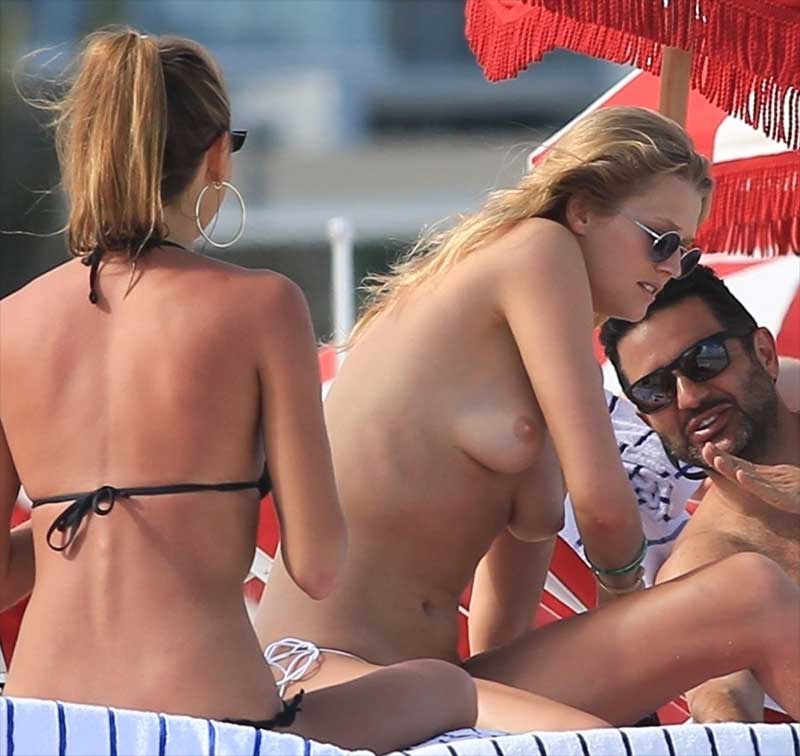 Toni Garrn Topless at the Beach Day Two