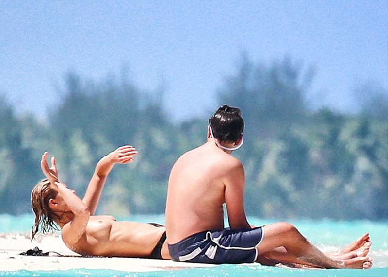 Toni Garrn Topless Sunbathing!