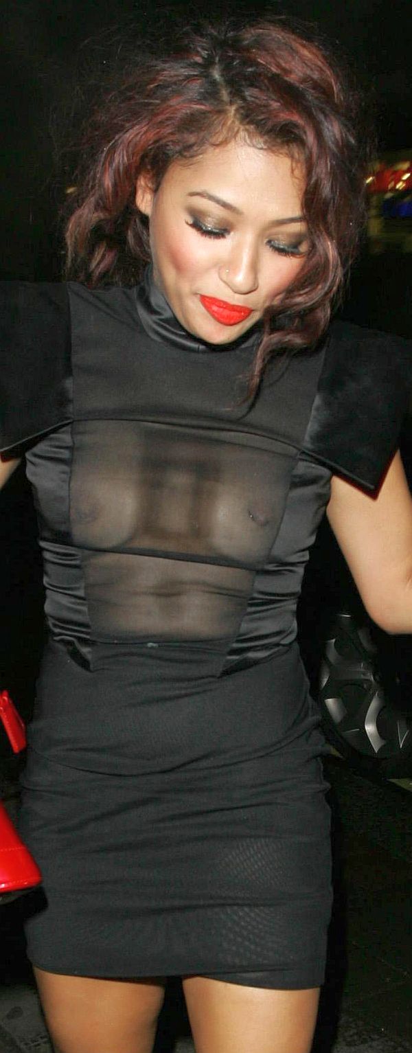 THE SATURDAYS Vanessa White Boobs In See Through Dress