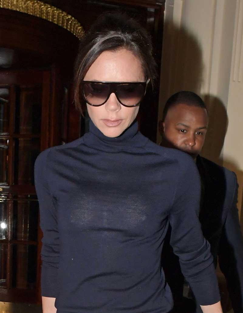 Victoria Beckham Braless in See Through Blouse