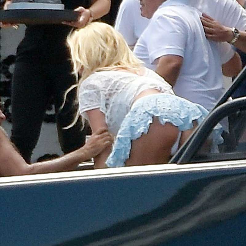 Victoria Silvstedt White Pantie Upskirt Exiting a Boat