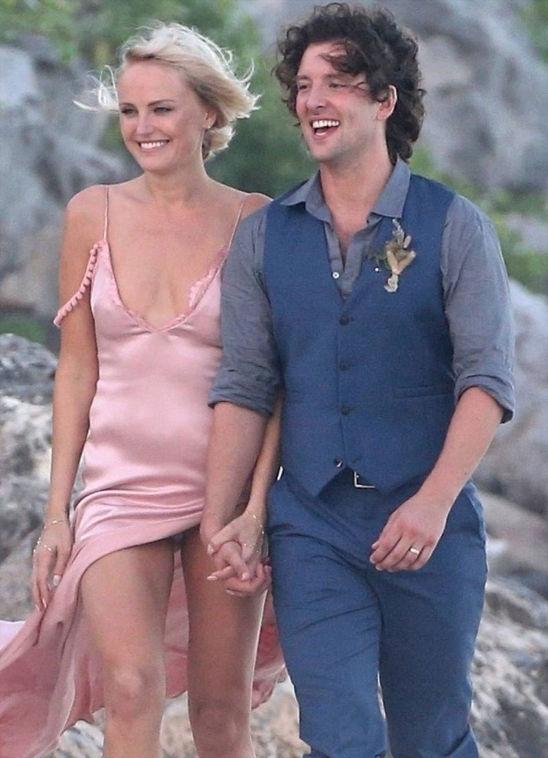 Malin Akerman Pink Pantie Upskirt at her Wedding