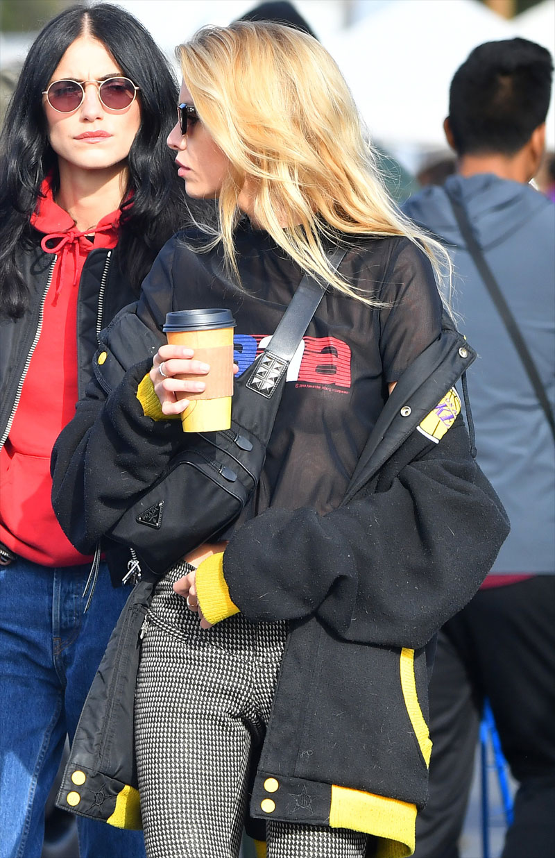 Stella Maxwell Braless in Sheer Shirt