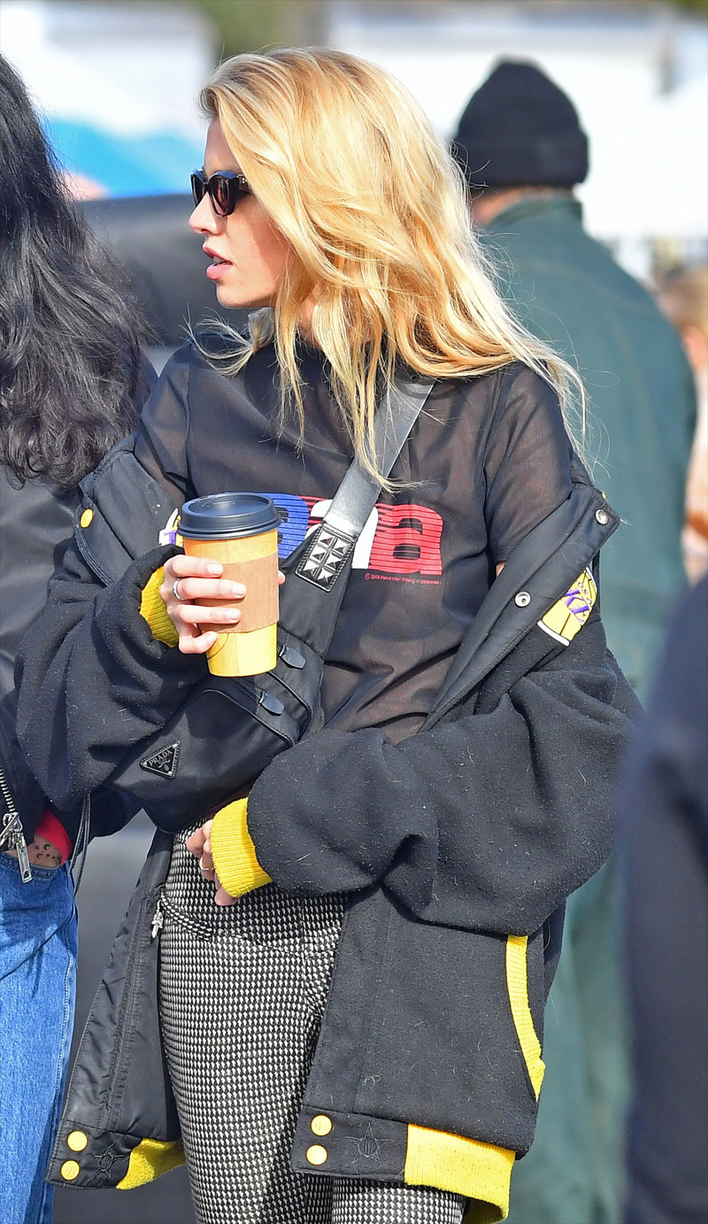 Stella Maxwell Braless in Sheer Shirt