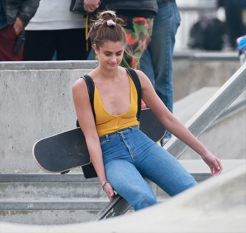 Taylor Hill Nipple Tape on Photo Shoot Set