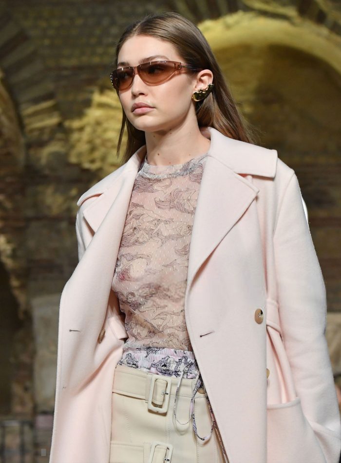 Gigi Hadid Boobies in Sheer Bodysuit Outfit