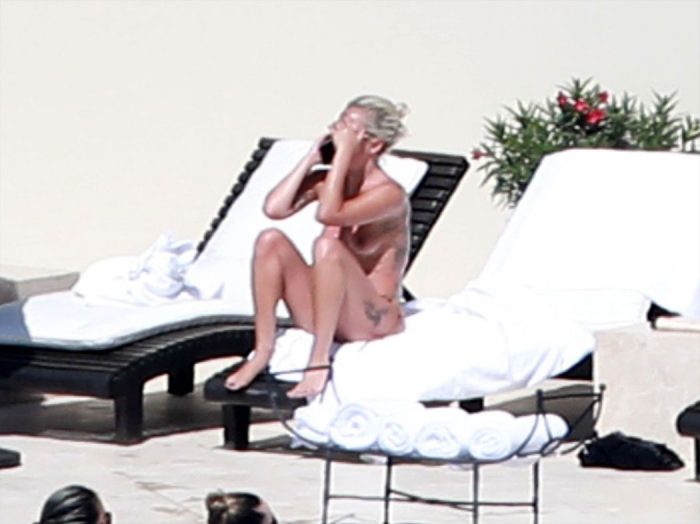 Lady Gaga Topless by the Pool in Mexico