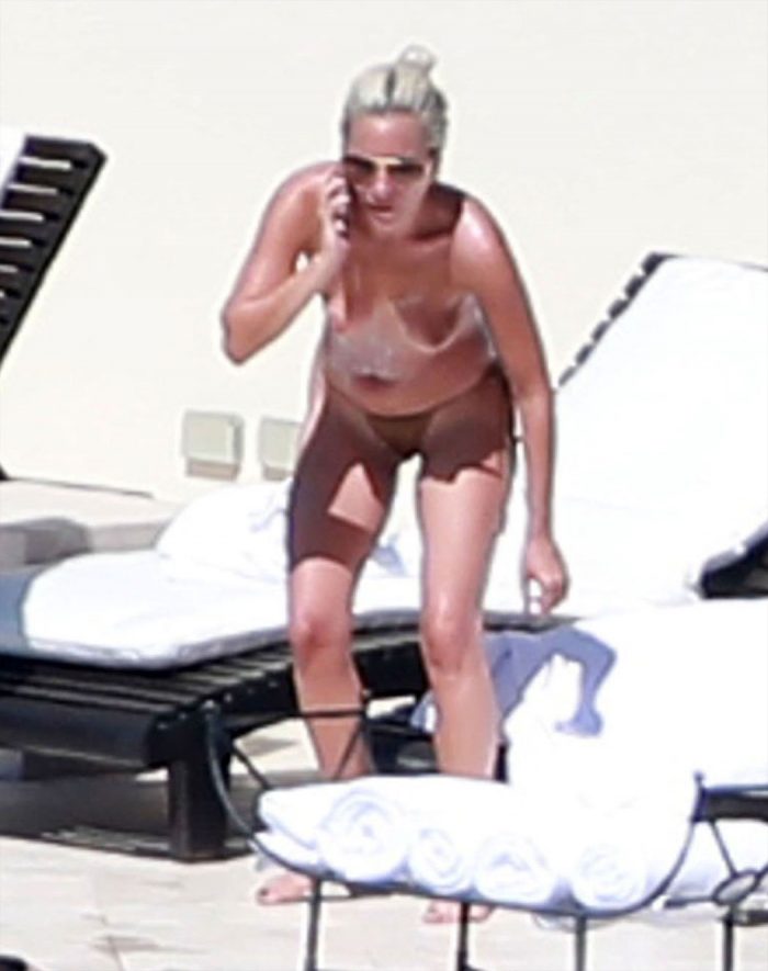 Lady Gaga Topless by the Pool in Mexico