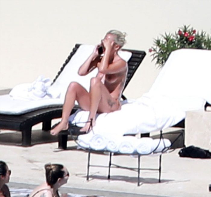 Lady Gaga Topless by the Pool in Mexico