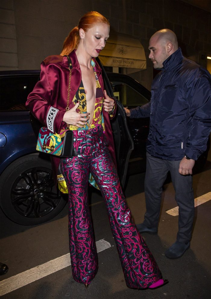 Mariacarla Boscono Boobs Slip in Paris