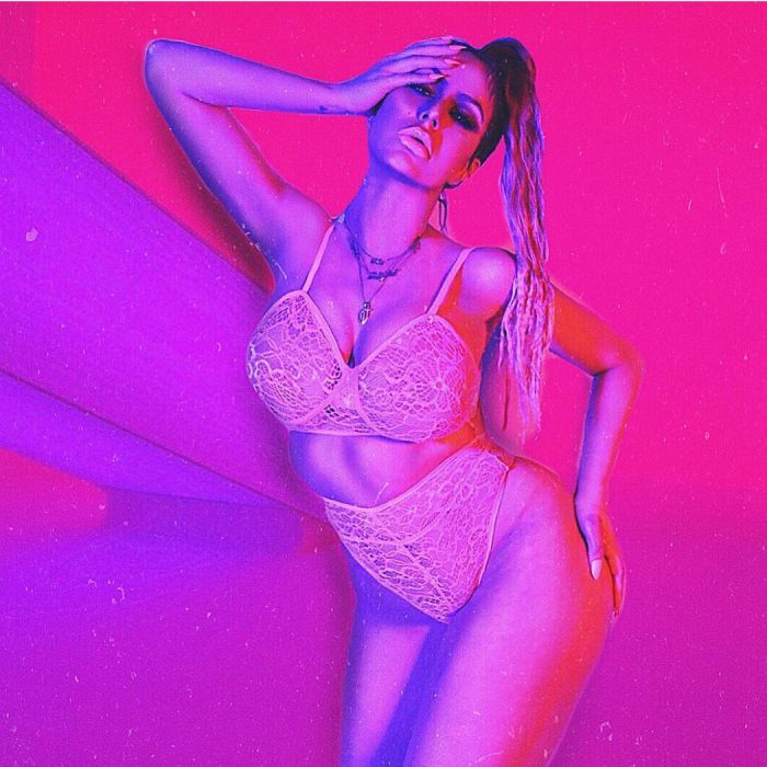 Aubrey O’Day Slight Nipple Peek in Lingerie