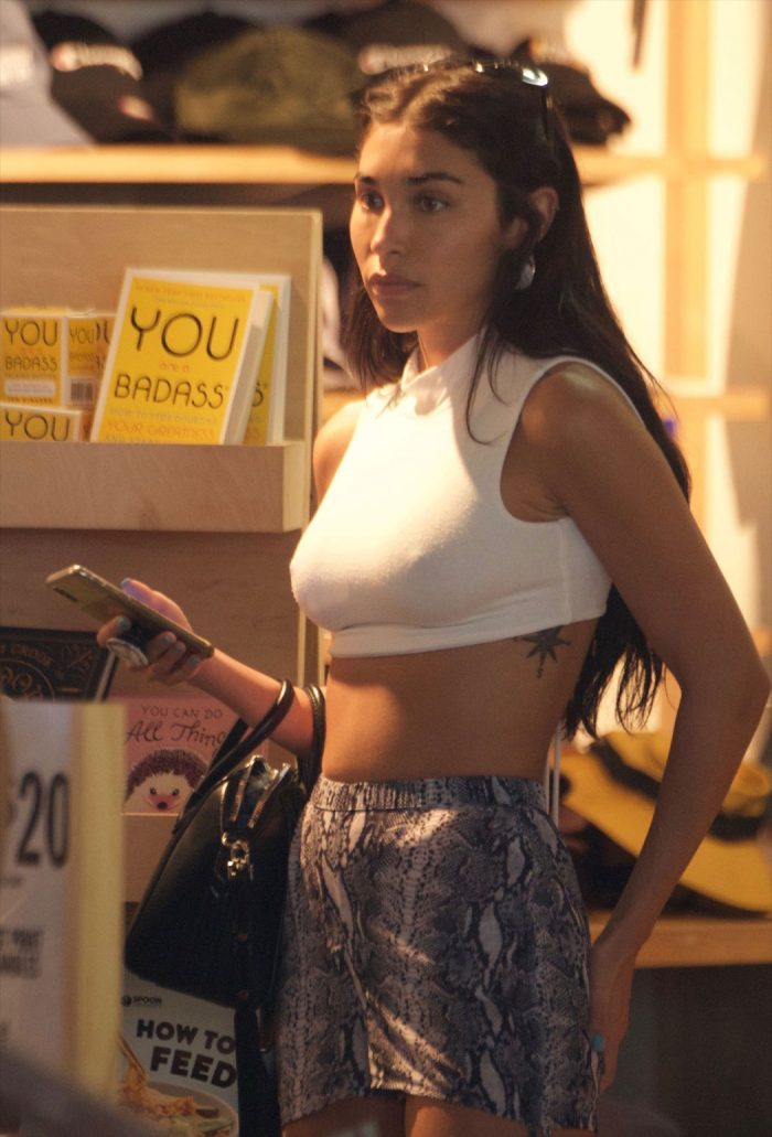 Chantel Jeffries Braless Pokies in White Yoga Top