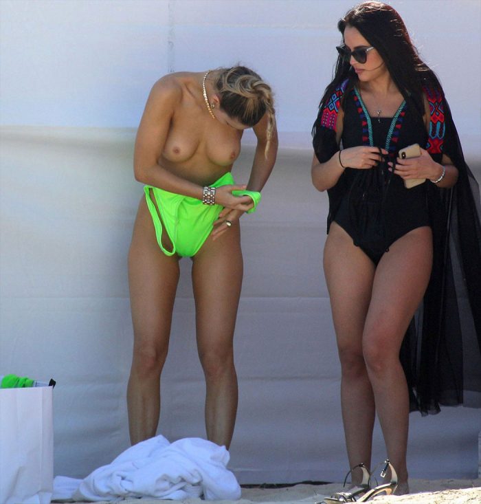 Joy Corrigan Changing Out of her Bikini on a Shoot