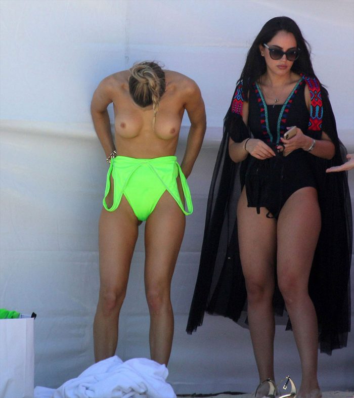 Joy Corrigan Changing Out of her Bikini on a Shoot