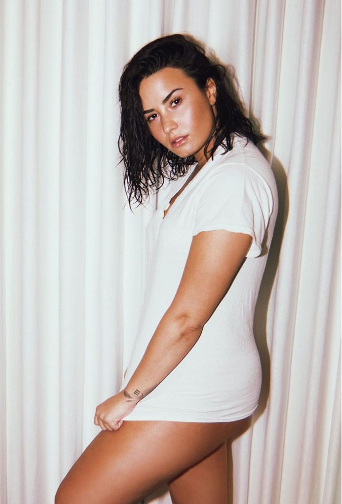 Demi Lovato in Only a T-Shirt