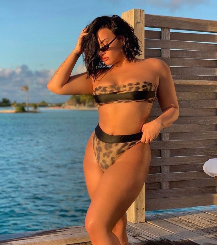 Demi Lovato in Leopard Bikini