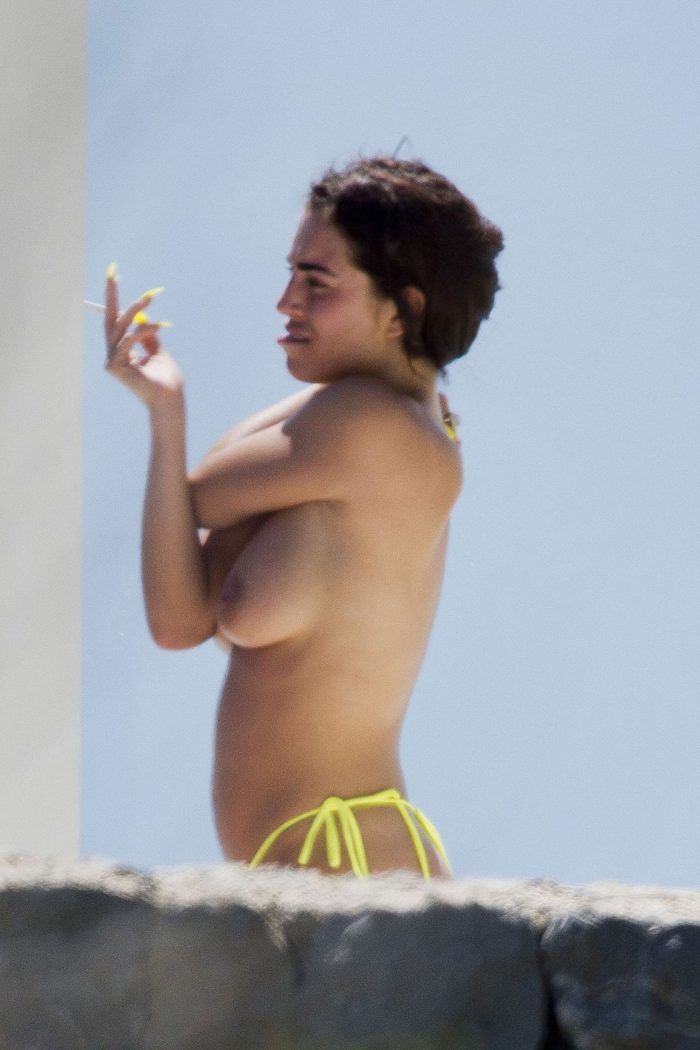 Katie Salmon Topless Sunbathing on Vacation