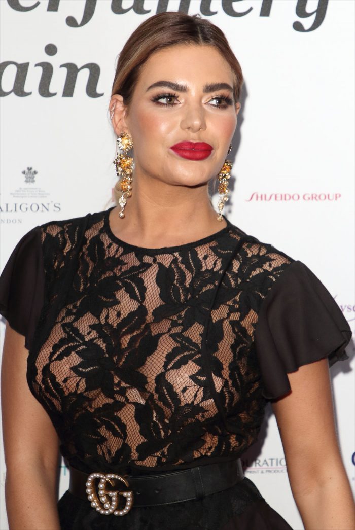 Megan Barton Hanson Nipple Pasties in Lace Dress