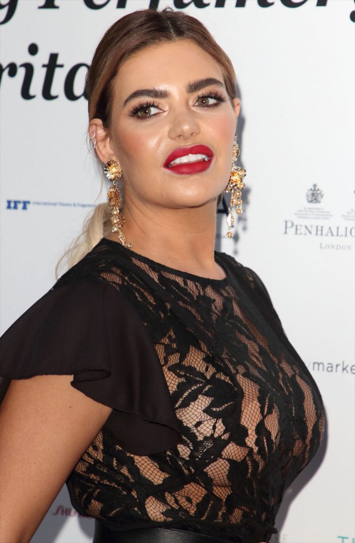 Megan Barton Hanson Nipple Pasties in Lace Dress