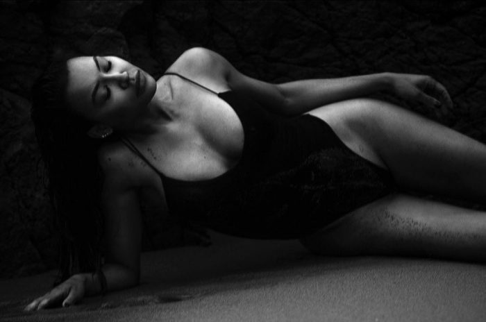 Naya Rivera Topless in Black & White Photo Shoot