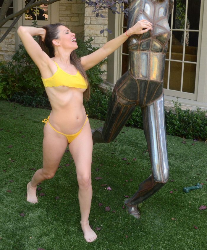 Alicia Arden Nipple Slip in Yellow Bikini