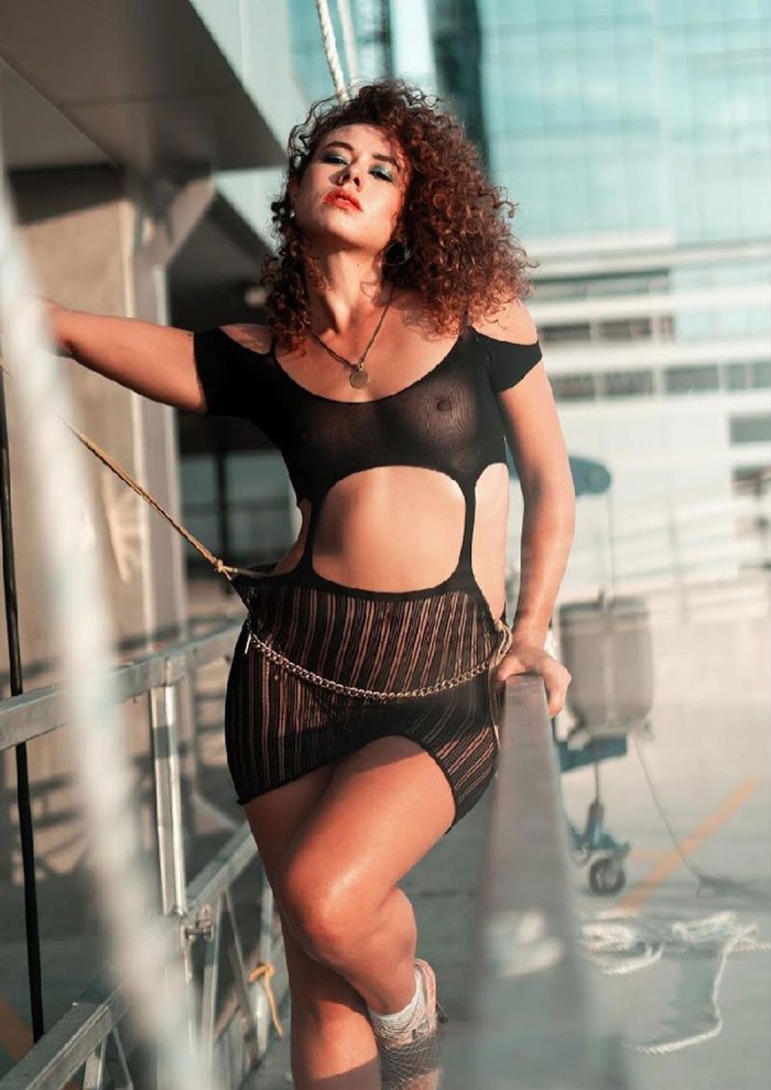 Dora Madison Burge Posing in See Through Top