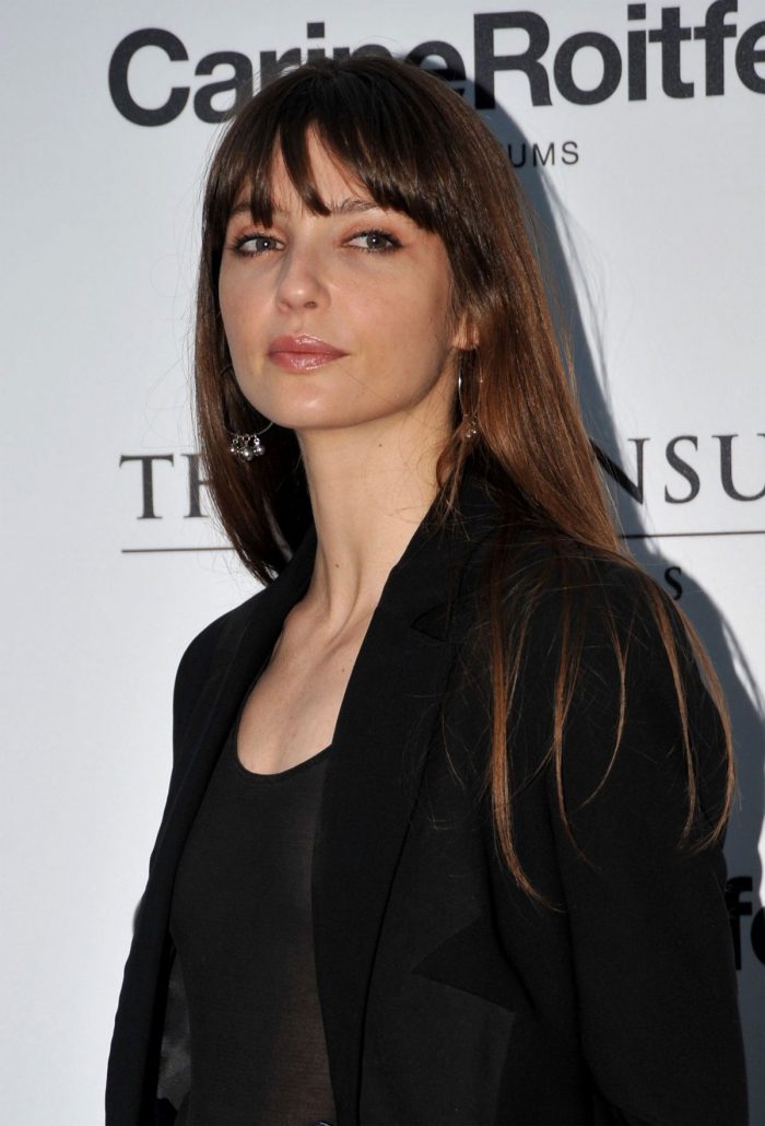 Model Annabelle Belmondo Braless in Sheer Black Top