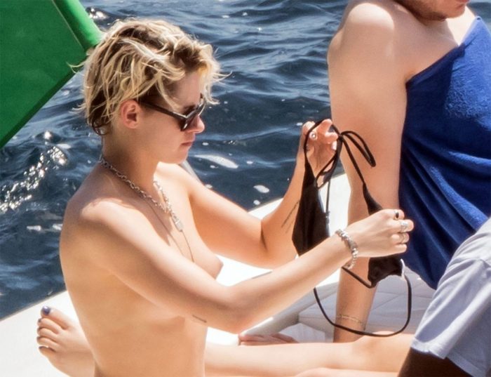 Kristen Stewart Seen Topless Sunbathing on a Yacht