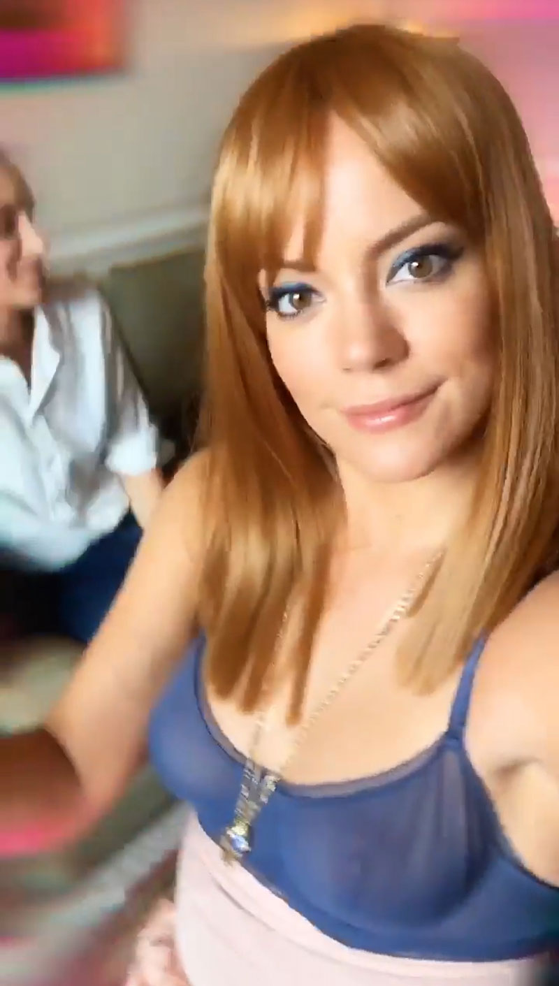 Lily Allen Video Stills in Transparent Bra