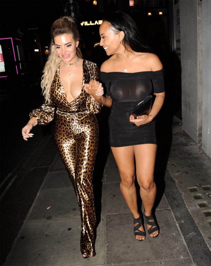 Lisa Maffia Braless Big Boobs in Sheer Black Dress