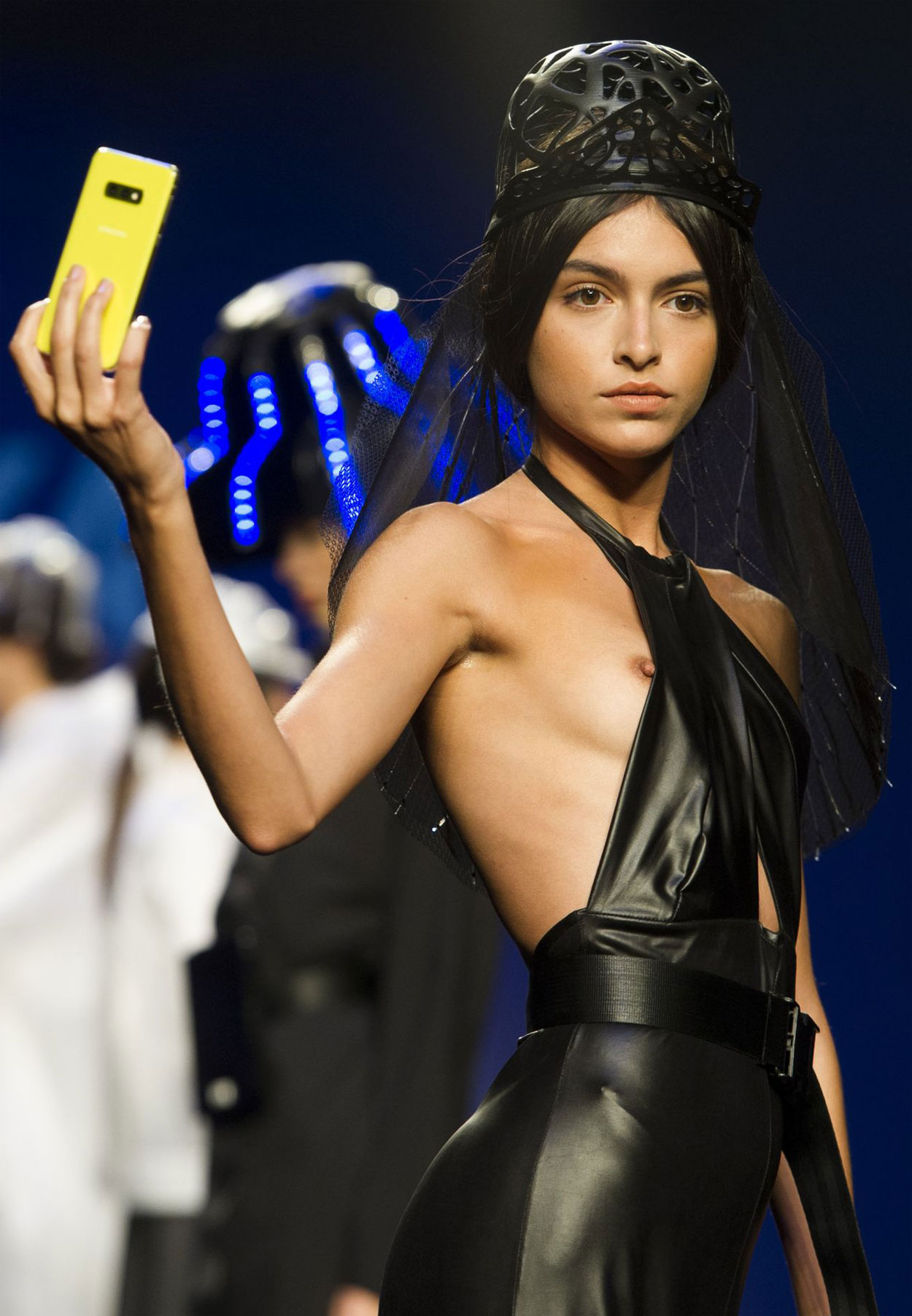 leather, cat walk, titties, boobies, nipple,