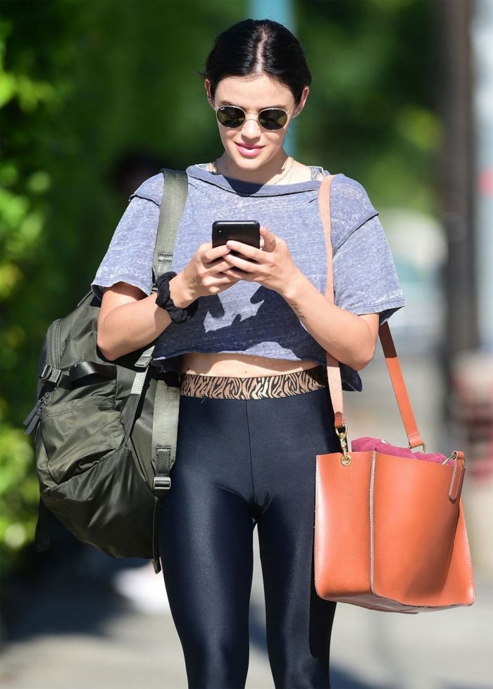 Lucy Hale Cameltoe in Workout Pants