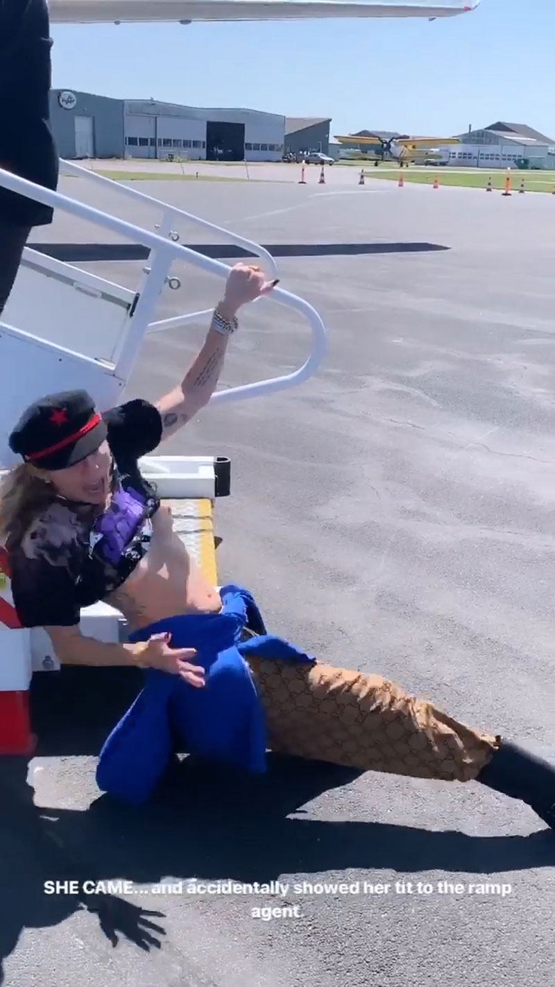 Miley Cyrus has a Boob Pop Out While Streaming on Instagram