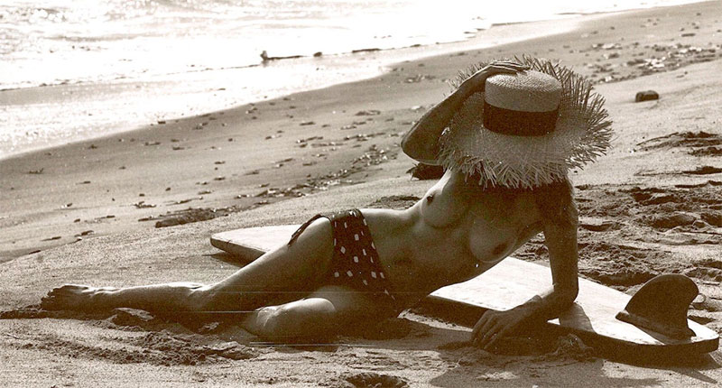 Brooke Burke Posing Naked in Black and White