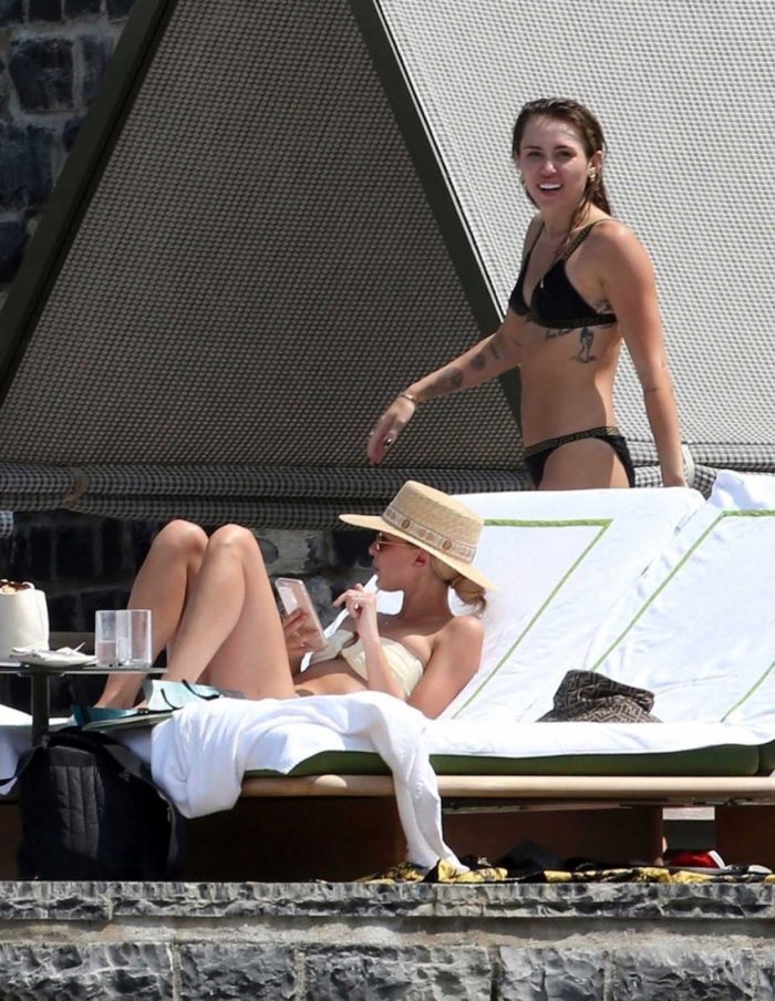 Miley Cyrus in a Bikini Making Out with Kaitlynn Carter