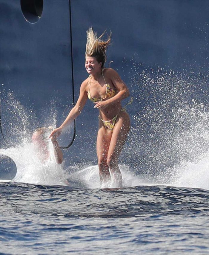 Sofia Richie Swimming on a Yacht with Friends