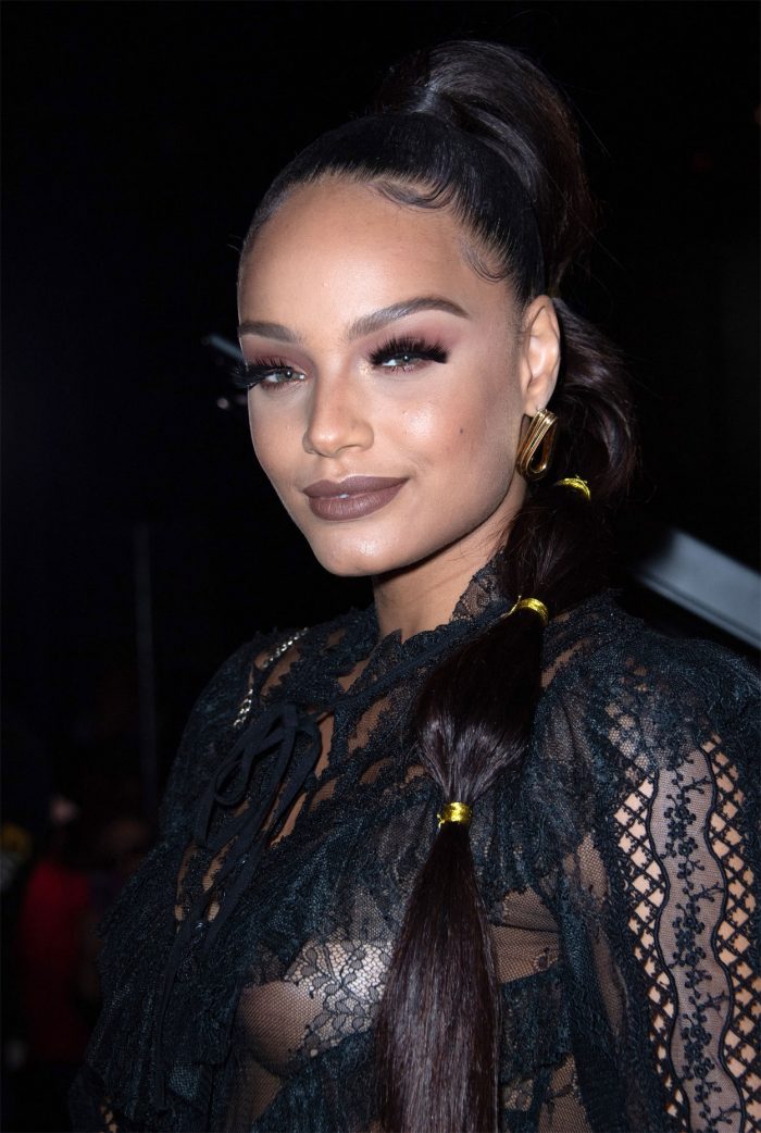 Alicia Aylies No Bra in Black Lace Dress