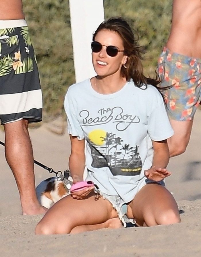 Alessandra Ambrosio Lip Slip in Daisy Dukes @ the Beach
