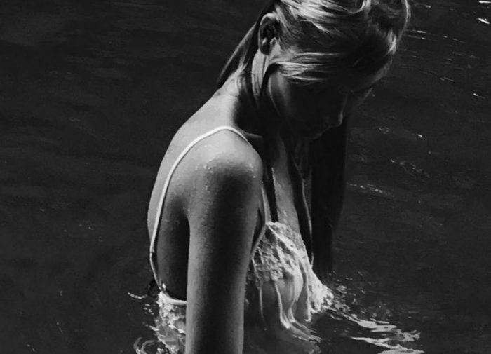 Martha Hunt Black & White Wet in a River